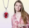 Jewelrypalace Kate Princess 2.5CT Natural Garnet Halo Pendant Pure äkta 925 Sterling Sliver Smycken för kvinnor Fashion S181013081635372