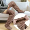 Frauen Socken flauschiger Bein wärmerer Winter warmer Strumpf Oberschenkel hohe Plüschverdickte Deckel über knielicke Wärmer