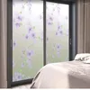 Autocollants de fenêtre Film en verre givré auto-adhésif Purple / Red Peach Flower salle de bain transparente opaque 45-85x500cm