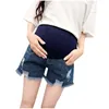 Pantalon de jeans pour femmes shorts de maternité de lifting de l'estomac denim enceinte du groupe de femmes enceinte