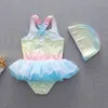 Swimwear en une pièce de style sud-est pour les enfants Sweet Princess Ballet Tutu Swimsuit With Glitter Little Girls Beach Kid 240511