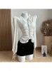 Tweede stuk jurk vrouw outfits 2 set rok a-line mini blouses crop top gyaru formele gelegenheid Frans elegantie kantoor dame ontwerp Q240511