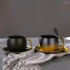 Tasses Saucers British Breakfast Coffee Coffee Tup and Saucer Luxury Office Travel Mug With Spoon Tazas Desayuno Originals Set