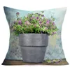 Oreiller en pot plante lavande chrysanthemum lin imprimé couvercle canapé-couvercle de la maison peut être personnalisé pour vous 40x40