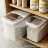 Opslagflessen rijst emmer insectenbestendig vochtkorrelbox met deksel transparante huisdiervoedselcontainer verzegeld