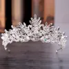 Tocados Luxury Bridal Crown Boda Accesorios para el cabello White Marfil Long Crystal Beading Bling Iglesia Hermosa diseñadora Saudi Duba 309o