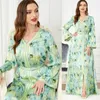 Etnische kleding bloemenprint maxi jurk vrouwen moslim abaya dubai kaftan marokkaanse caftan arabische robe feestjurk islamitische jalabiya