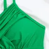 Frauen Badebekleidung sexy grüne Badeanzug Frau Ein Stück Riched Cross Badegäste Rückenfreie Badeanzüge gegen Hals Hochbein Strand Trage Schwimmbad