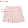 Юбки Ootd Pink Sweetie Styly Love Button Button Double Plearted Mini Black A-Line Streetwear молодой музыкальный фестиваль Culottes