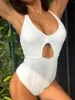 Swimwear Women 2024 Fashion Femmes Bikini Couleur solide Swimsuit Sexy Sexy One-Piece Spring