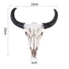 Longhorn Cow Skull Head Ornement Mur suspendu Animal Wildlife Sculpture Fashion Nostalgic réaliste pour la maison Halloween Decor 240510