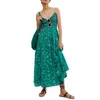 Casual Dresses Women s Summer Floral Boho Maxi Dress Sleeveless Spaghetti Strap V Neck Backless Smocked Swing Long Beach Cami