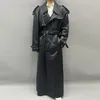 Cuir de femme Real Long Trench Coat Veste de mode femelle SheepSkin printemps automne dame 2024 Design