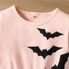 Girls' long-sleeved Bat Halloween Festival mesh dress