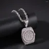 Colliers pendants Hip Hop Cz Stones Bling Out Wristwatch Watch Shape Pendants Collier pour hommes Bijoux des hommes