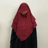 Vêtements ethniques Deux couches de Khimar Femmes musulmanes Hijab Ramadan Garment Abayas Eid Hijabs Islamic Tie Back Niqab