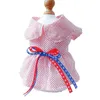 Dog Apparel Breathable Pretty Star Pattern Pet Bowknot Summer Dress Washable Button Closure Supplies