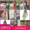 Lässige Kleider 10pcs 2024 Frauen trägerloser Kleid Y2K Krawatte Dye Print sexy Mode -Massenartikel Großhandel Lose Kleidung Party S11256