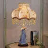 Lampes de table Art déco pure beauté céramique lampe rétro en dentelle de lampe à lampe romantique chambre de mariage de chambre à coucher