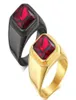 N321 modegåvor smycken guld svart välj punk rostfritt stål gotiska röda ädelstenar rubin stora stenband ring kvinnor män 8118105303