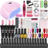 Kits d'art à ongles kit en acrylique Kit de gel à ongles en poly avec lampe à ongles Extension de paillettes Gel UV Gel Gel Kit de vernis à ongles Tools de manucure Set T240510