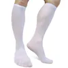 Herensokken formeel pak voor mannen knie hoog elastisch merk gestreepte pure dunne zien door herenbedrijfsbuis