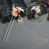 Haarclips U -gevormde sticks Forks Vintage Chinese stijl Haarspelden Flower Headpieces Pearl Hairclips Lange Tassel -sieraden voor vrouwen