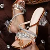 Hausschuhe sexy Strass transparente Heels Mode Diamantinnen Frauen Sandalen Peep Zeh Slip auf klare Kristallschuhe Objektträger