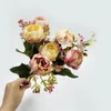 Fleurs décoratives Simulation 7 Fourks Artificial Peony Tea Roses Fake for DIY Home Garden De mariage décoration