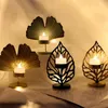 Bandlers 1pc Candlestick Leaf Shape Holder Fon Welding Bandleder for Home Decoration Christmas Ornement Happy Year 2024