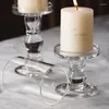 Titulares de velas Natal geométrico de vidro pequeno candelabra de estilo nórdico tabela de estilo nórdico decorário transparente Navidad decoração de casa OC50CH
