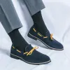 Bow Riband New Tassel Party Loafers для мужчин коричневые повседневные туфли синие туфли Fashion Ink Green Moccasins плюс размер 46