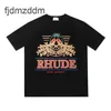 Mens camiseta Rhude Designer Pure Cotton Tees Street Fashion Casual Casual Matching Short Sleeves S-XL