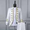 Etnische kleding Heren Hofkleding Europeaan Retro Mens Wedding Kleding Heren Host Bar Kleding Jacket+Pants Bruidegoms Formeel uniform Zwart -wit Redl2405