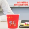 Disposable Cups Straws 100 Pcs Red Double Happiness Glass Drinking Holders Wedding Dinnerware Iced Coffee Mug