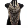 Многослойные цепи тела серьги в Европе мода Женщины Многочисленная цепная цепь Металлическая серебряная золотая кисточка для тела кулон