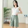 Women's Shorts Five Point Linen Pants Summer Commuting Pink Slimming High Waisted A-line Suit Casual