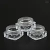 Bouteilles de rangement 100pcs / lot carré 3g gram jar crème transparent avec couvercle 3 ml en plastique transparent vide de contenants cosmétiques emballages