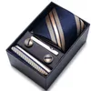 Set di cravatte per collo 100% marca di seta Farocket set di gemelli per uomini per uomo cassetta per festività blu abiti oro oro