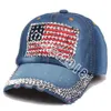 Fashion Flag Flag American Cowboy Retro Designer Diamond Sadded Paped Cap a réglable de voyage de voyage en plein air 0426 S