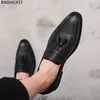 Scarpe vestito Black Slip on Men Feste in pelle Moca