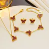 Designer halsband Vanca Luxury Gold Chain Butterfly Piece Set Simple Butterfly Necklace Earnings Armband Set 9n19