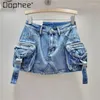 Jupes d poche mini jupe pour femmes 2024 printemps été coréen style slim fille sexy fille a- line gaine denim blanc