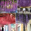 Dekorativa blommor Wisteria korridordekorationslängd 110 cm konstgjord tofu pudding tak bröllopsdekorationer simulerade