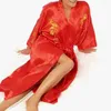 Home Clothing Men Satin Dragon chinois Bathrobe brodé de vêtements de nuit en soie kimono pyjamas de robe de robe lâche décontractée