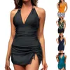 Swimwwear Women Sexy Bikinis 2024 Femme 3 pièces Bikini Jupe Style Swimsuit With Bra Pads et No Steel Support Solid Mini Robe