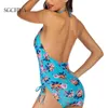 Momens impressa Patch Swimsuit Sexy Backless Swimsuit Voites V Summer Summer Summer Summer Swimsuit Perda de peso