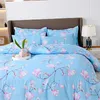 Sängkläder sätter Magnolia Floral Däcke Cover Set Botanical Flower Branches Reversible Bed Coverpillowcase Twin/King Blue Quilt