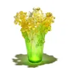 European Fashion Luxury Crystal Vase Home Decoration Tabletop Ornaments Figur av Daffodil Model Narcissus Flowers