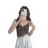 Women's Tanks Vest Summer French Unique Thousand Bird Grid Small Sling Strap Pure Desire Short Sweet Spicy Girl Sleeveless Tank Top